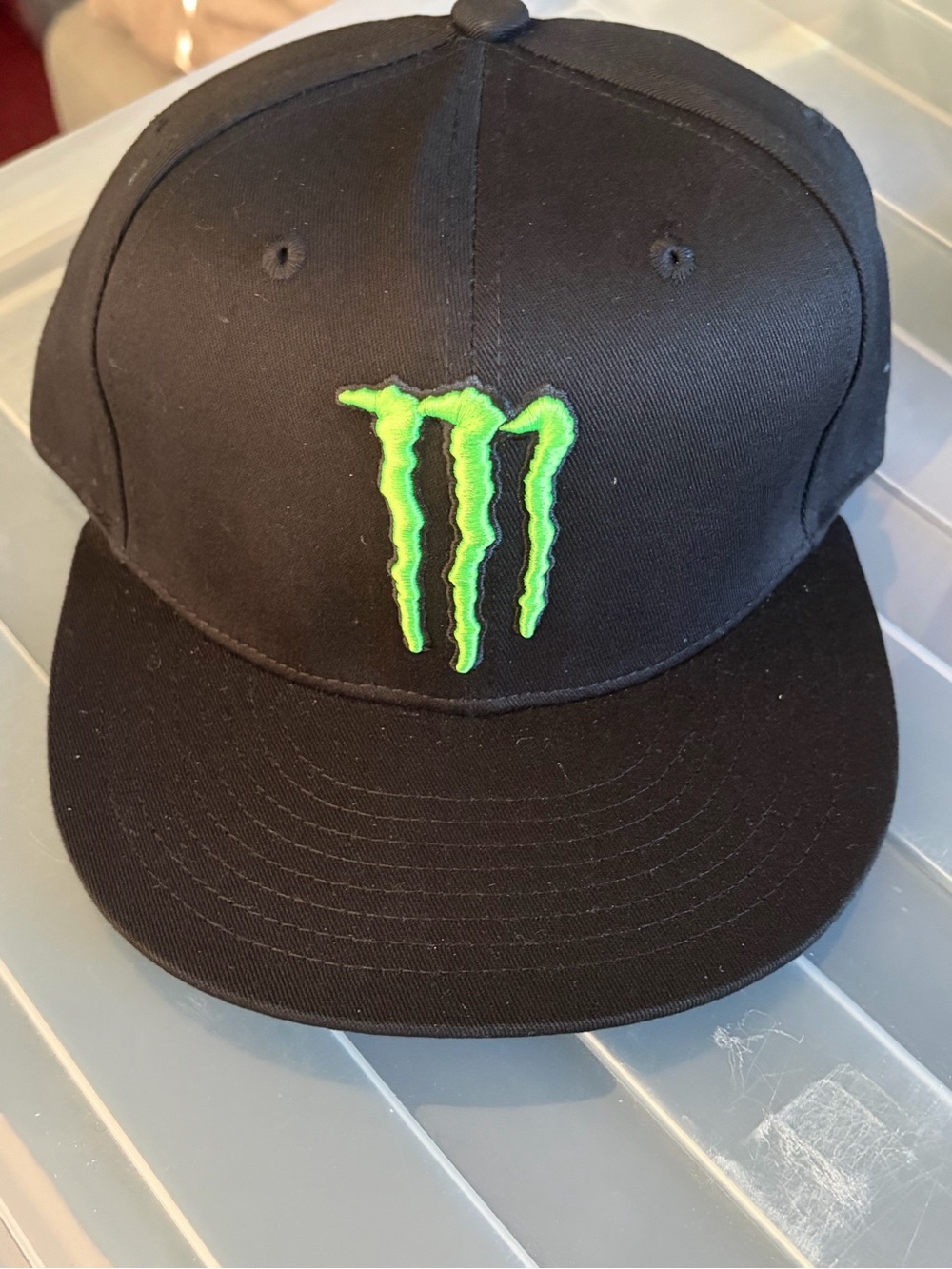 Black Snapback Hat with Neon Green Energy Logo